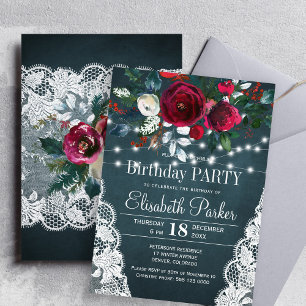 Invitation Fête d'anniversaire élégante et rustique hivernale