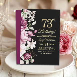Invitation Fête d'anniversaire élégante florale or 73