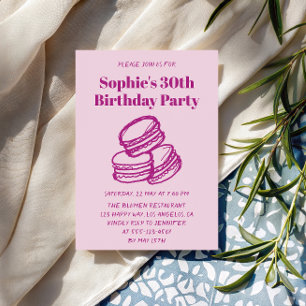 Invitation Fête d'anniversaire élégante Macaron rose 30 ans 