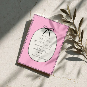 Invitation Fête d'anniversaire élégante minimale avec ruban r