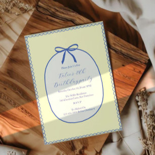 Invitation Fête d'anniversaire élégante minimale avec ruban r