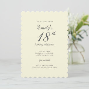 Invitation Fête d'anniversaire élégante moderne crème 18 ans