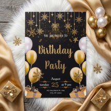 Fête d'anniversaire élégante noire et or
