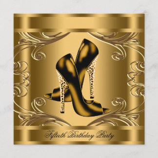 Invitation Fête d'anniversaire élégante noire et or