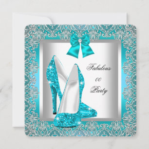 Invitation Fête d'anniversaire élégante pailletée talons aigu