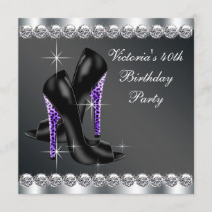 Invitation Fête d'anniversaire élégante pour femme en violet