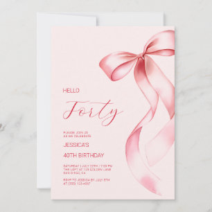 Invitation Fête d'anniversaire élégante rose Bonjour Quarante