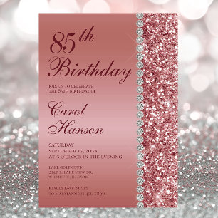 Invitation Fête d'anniversaire élégante Rose Gold 85ème Photo