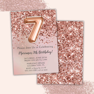 Invitation Fête d'anniversaire élégante Rose Gold pour fille