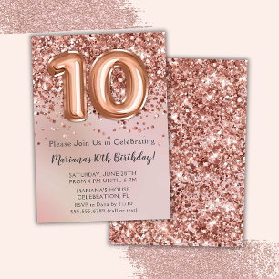 Invitation Fête d'anniversaire élégante Rose Gold pour fille