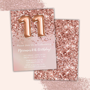 Invitation Fête d'anniversaire élégante Rose Gold pour fille
