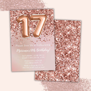 Invitation Fête d'anniversaire élégante Rose Gold pour fille 