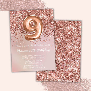 Invitation Fête d'anniversaire élégante Rose Gold pour une fi