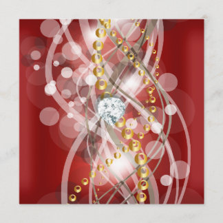 Invitation Fête d'anniversaire élégante rouge or blanc diaman