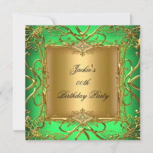 Invitation Fête d'anniversaire élégante vert citron or