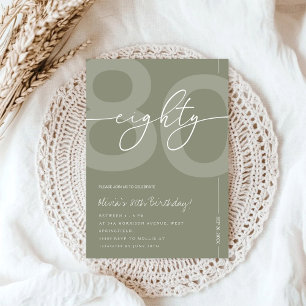 Invitation Fête d'anniversaire élégante verte sauge pour les
