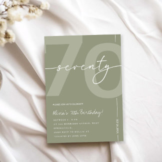 Invitation Fête d'anniversaire élégante verte sauge pour les