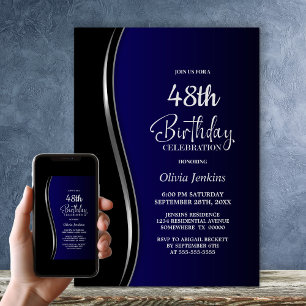 Invitation Fête d'anniversaire en bleu noir
