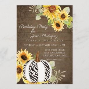 Invitation Fête d'anniversaire en Russie Floral Fall Zebra Ci
