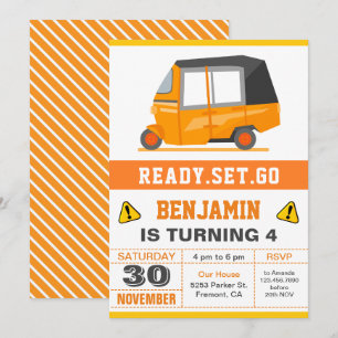 Invitation Fête d'anniversaire en tuk tuk rickshaw indien