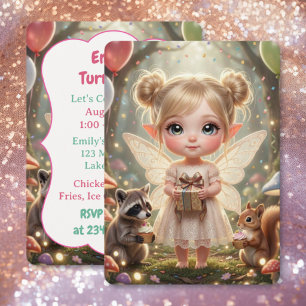 Invitation Fête d'anniversaire enchantée de fée blonde en for