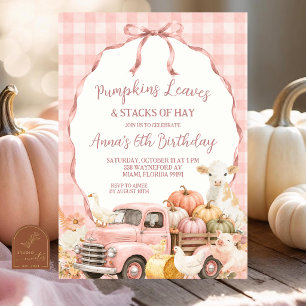 Invitation Fête d'anniversaire enfant animaux de ferme Gingha