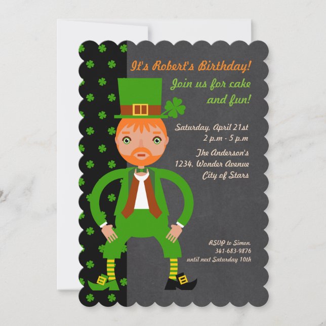 Invitation Fête d'anniversaire enfant irlandais né (Devant)