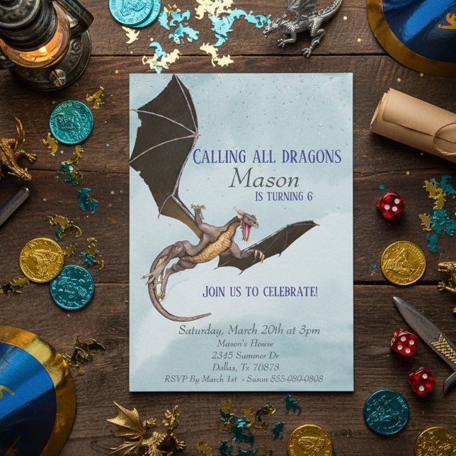 Invitation Fête d'anniversaire enfant Serpent Dragon (Créateur téléchargé)