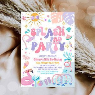 Invitation Fête d'anniversaire estivale Tropical Splash Pad