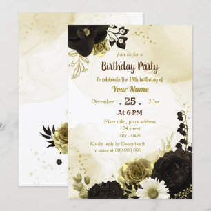 Invitation Fête d'anniversaire Extraordinaire de fleurs d'ivo