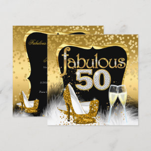 Invitation Fête d'anniversaire fabuleuse de 50 ans paillettes