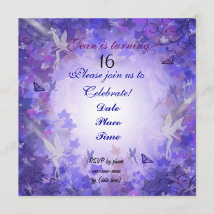 Invitation fête d'anniversaire Fairy violet