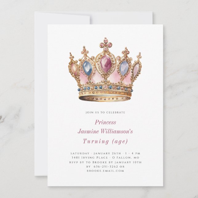 Invitation Fête d'anniversaire Fairytail princess rose (Devant)