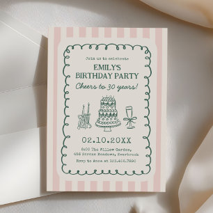 Invitation Fête d'anniversaire fantaisiste funky 30 ans
