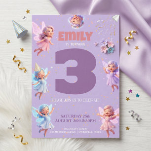 Invitation Fête d'anniversaire fée pour filles