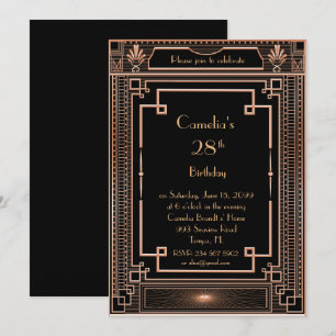Invitation fête d'anniversaire femme, grand Gatsby