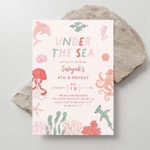 Invitation Fête d'anniversaire fille sous la mer