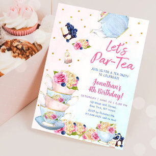 Invitation Fête d'anniversaire fille thé Par-thé floral Anniv