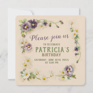 Invitation Fête d'anniversaire Floral garland CC1057