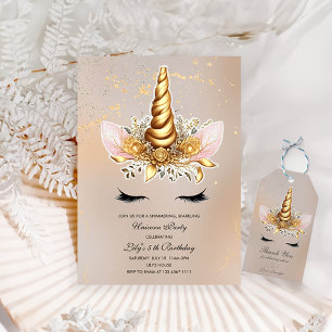 Invitation Fête d'anniversaire Floral Unicorn
