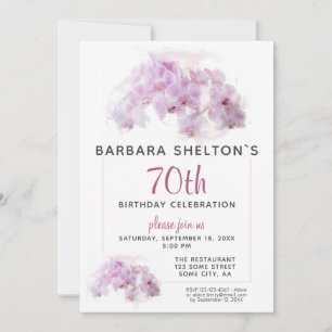 Invitation Fête d'anniversaire florale aquarelle Orchidée ros