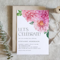 Fête d'anniversaire florale au dahlia rose aquarel