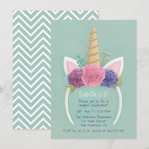 Invitation Fête d'anniversaire florale de filles de bandeau