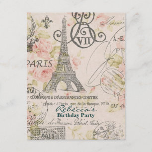 Invitation fête d'anniversaire florale de Paris de Tour
