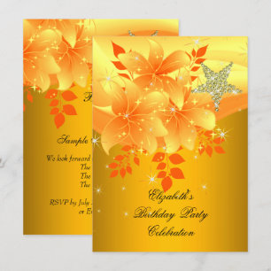 Invitation Fête d'anniversaire florale jaune élégante, tout â