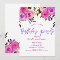 Fête d'anniversaire florale moderne lumineuse rose