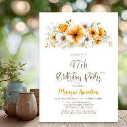 Invitation Fête d'anniversaire florale orange