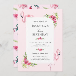 Invitation Fête d'anniversaire florale tropicale moderne de