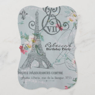 Invitation fête d'anniversaire française de Paris de Tour
