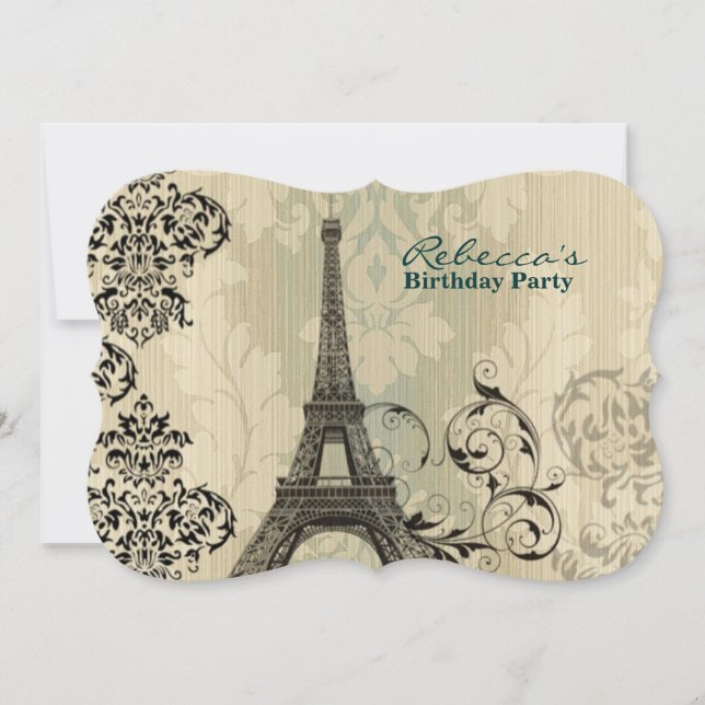 Invitation fête d'anniversaire française de Paris de Tour (Devant)
